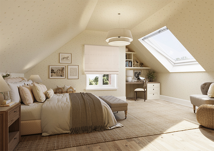 Trellis Prints, Scallop and Bud Rosies Pink - Twist&Fit Roman Blind - Image 6